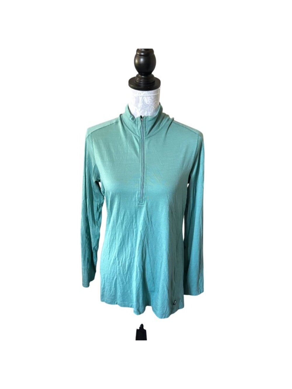 REI Co-Op Women’s 100% Merino Wool 1/2 Zip Base Layer LARGE Green